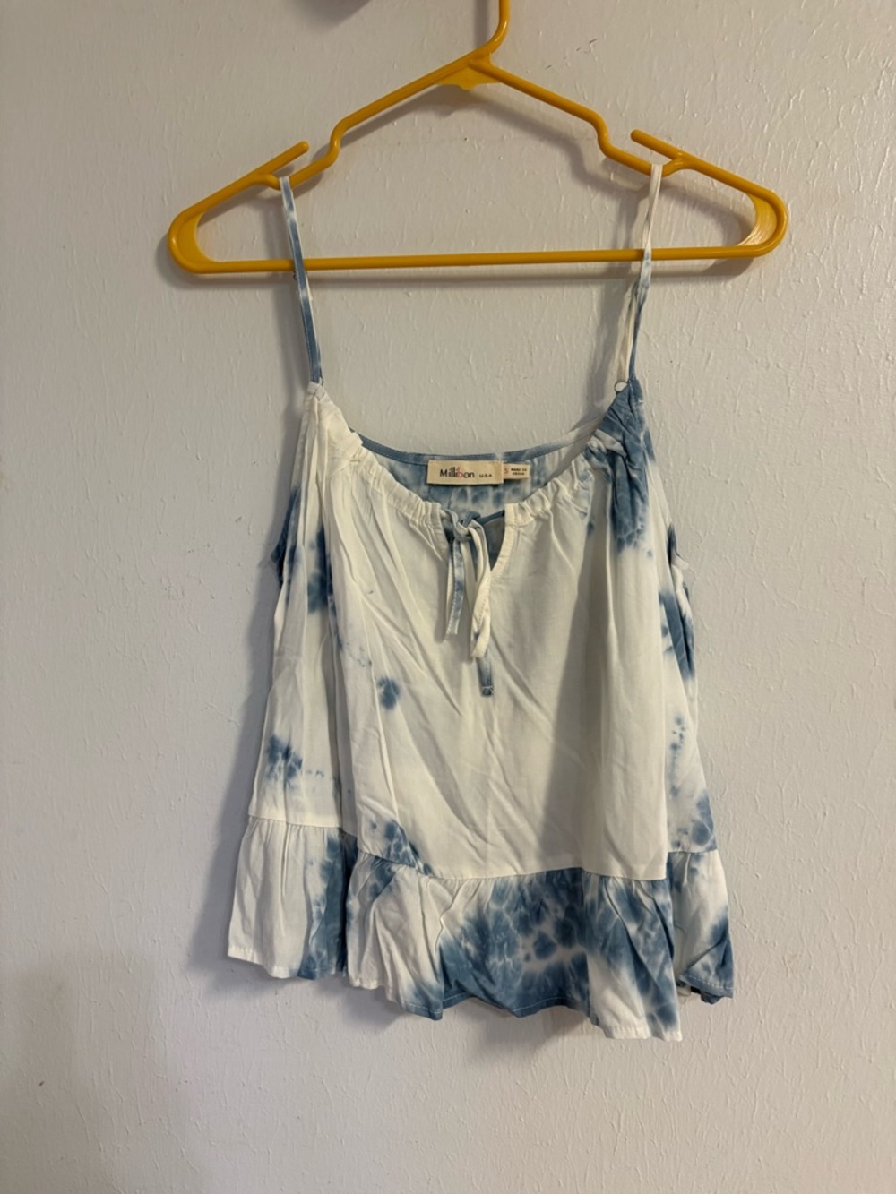 Blue Tie-Dye Spaghetti Strap Tank Top